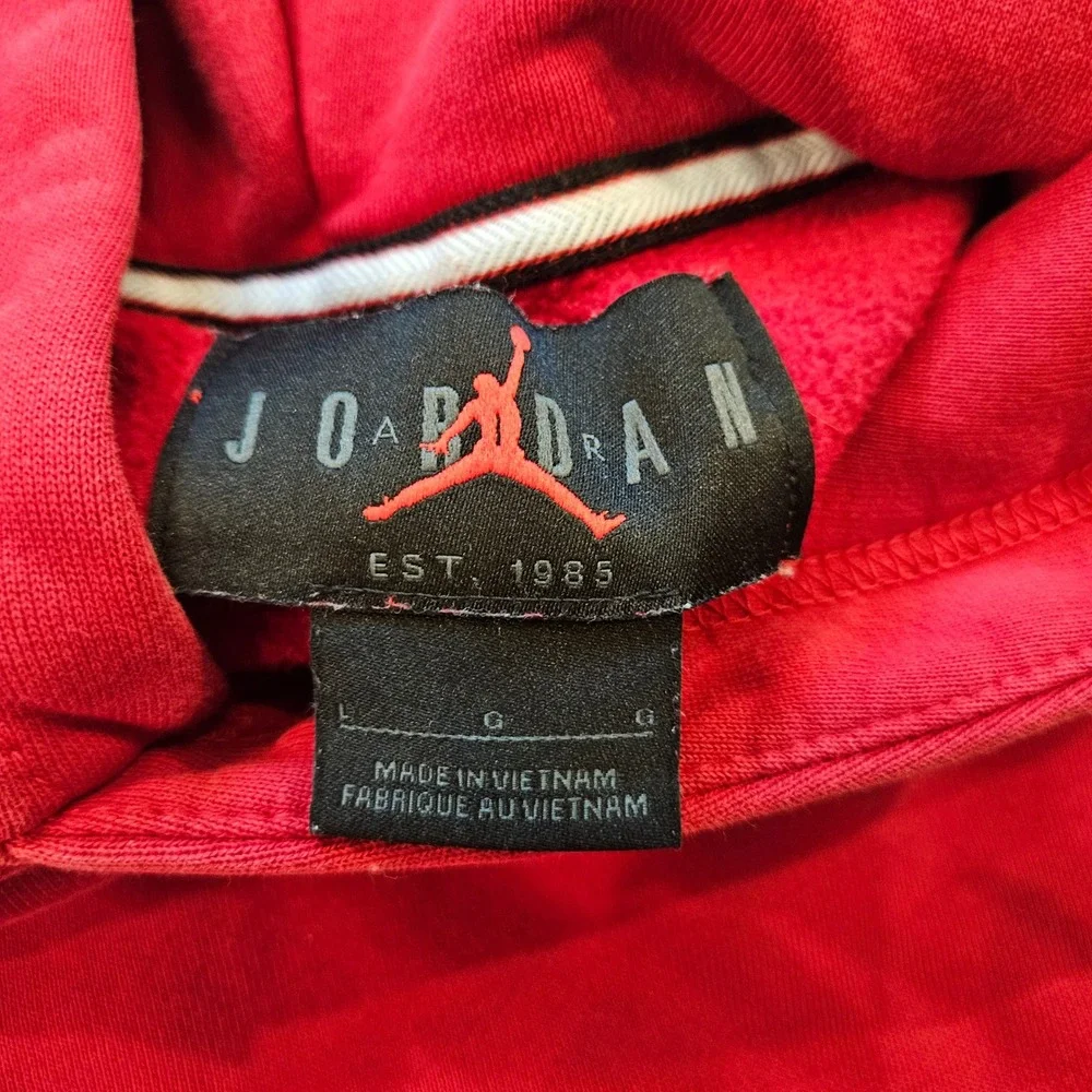 Jordan Hoodie Mens Size L Red Jumpman Fleece Pullover Sweatshirt Sportswear